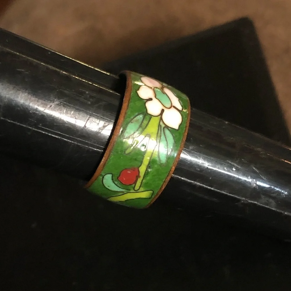Vintage Wide Band Cloisonné Ring